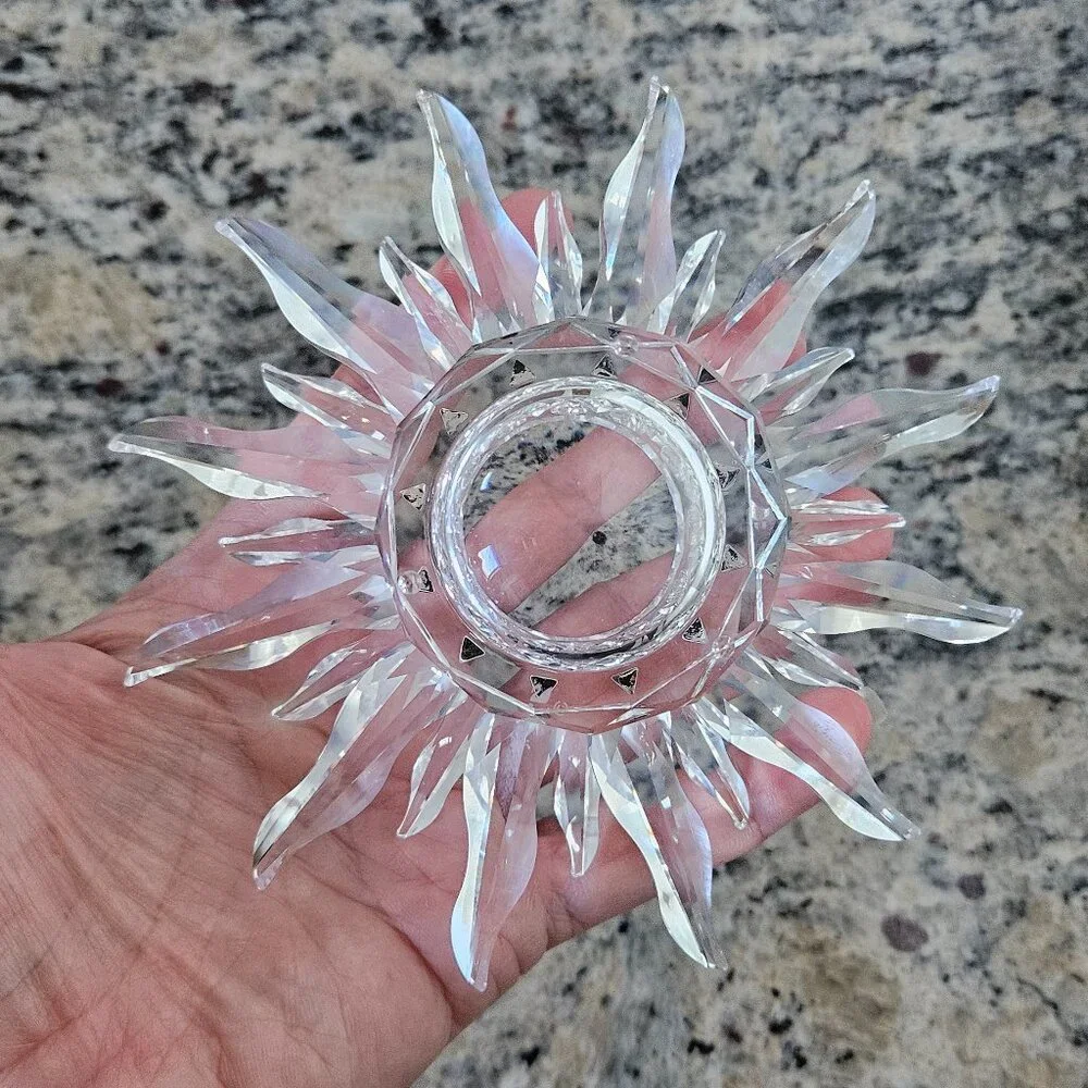 RARE VINTAGE SWAROVSKI CRYSTAL SOLARIS SUN STAR TAPER CANDLEHOLDER ORIGINAL BOX